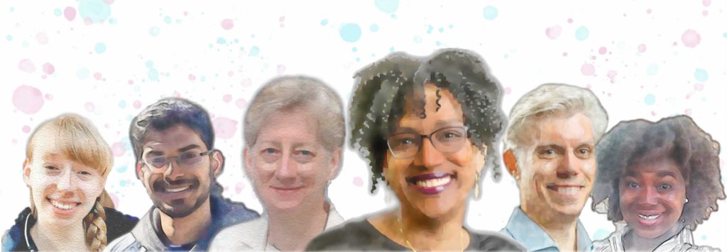From left to right, Kathryn Stender '21, Saketan Anand '21, Monessa Cummins, Kesho Scott, John Garrison and Obuchi Adikema '21. Graphic by Andrew Tucker.