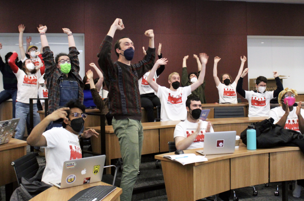 The Union of Grinnell Student Dining Workers won their expansion election on April 26, 2022 to expand to all hourly student workers on campus. 