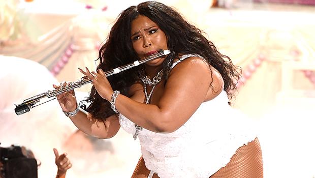 Lizzo performing her single "Rumors" onstage in 2021. Photo contributed by Hollywood Life.