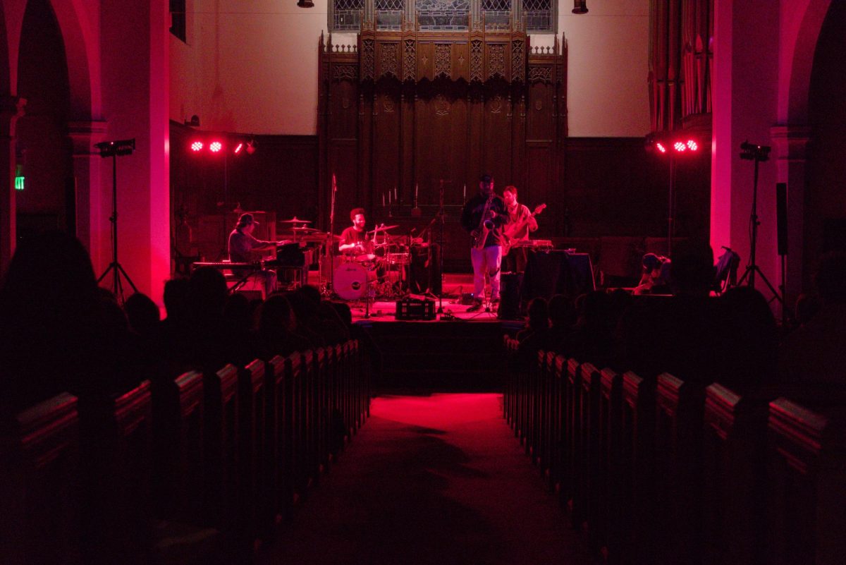 Butcher Brown performs in Herrick Chapel the night before the release of their album "Letters from the Atlantic" on Friday, Mar. 27.